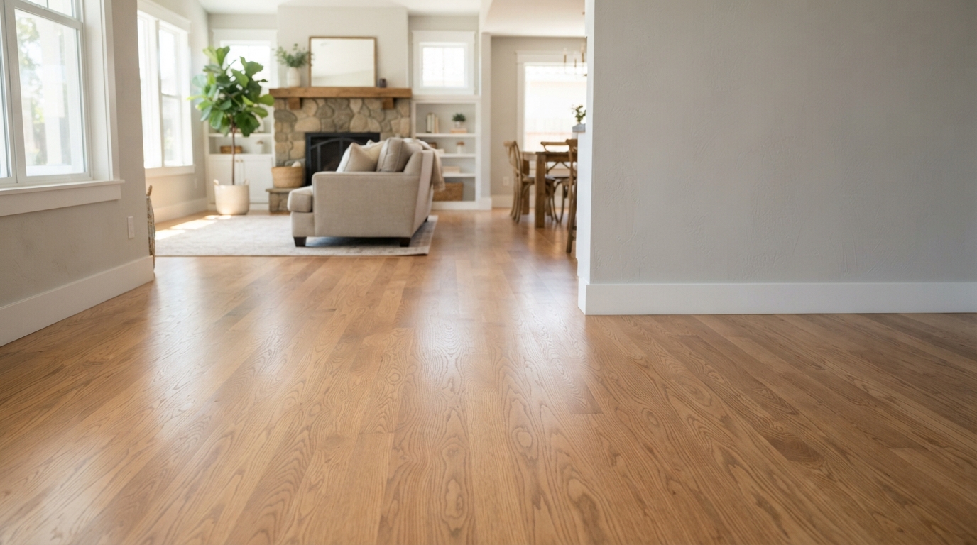 Wood flooring prepared for sanding and refinishing