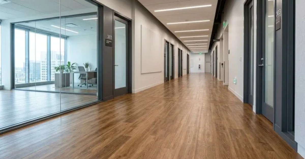 Commercial flooring inside a clean business space
